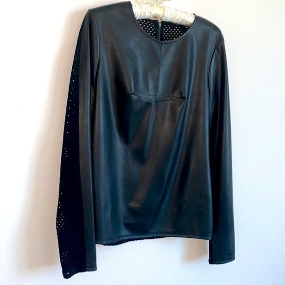 BCBGMAXAZRIA Callan Long Sleeve Contrast Back Top Medium - Picture 7 of 13